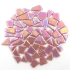 Iridescent Rose Pink Odd Cut Shaped Glass Mosaic Tile -25 Tiles - sizes vary