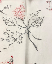 Sheer Ivory Cream Pink and Gray Floral Scarf