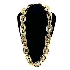 Gold Hip Hop Large Thick Acrylic Plastic Cuban Link Chain Necklace 32in 80cm