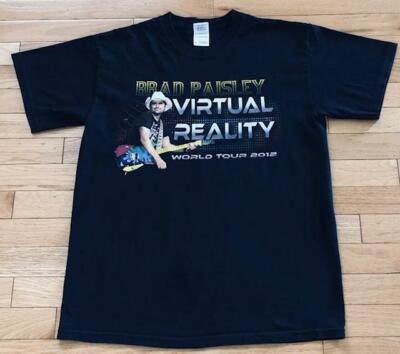 Brad Paisley Virtual Reality World Tour 2012 Cities List Black T-Shirt Size M