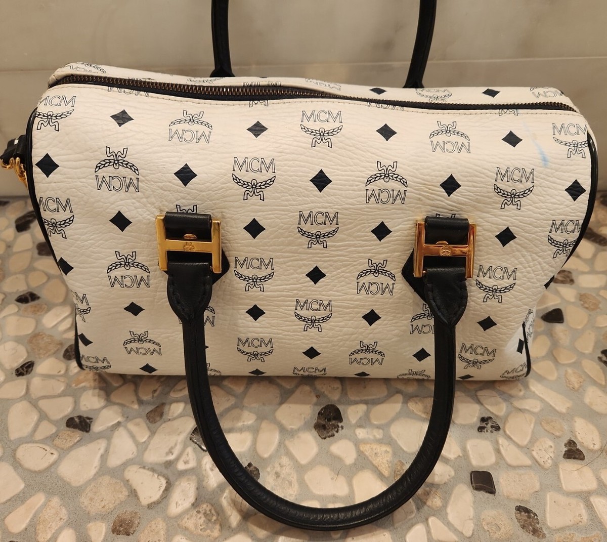 Mcm Papillon Monogram Visetos Bicolor Barrel Cyllinder Boston