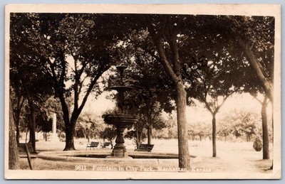 K39/ Manhatten Kansas RPPC Postcard c1910 Fountain in City Park 491