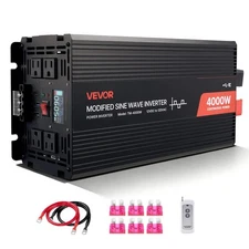 UPGRADED VEVOR 4000W Power Inverter, 12V DC to 120V AC Modified Sine Wave Invert