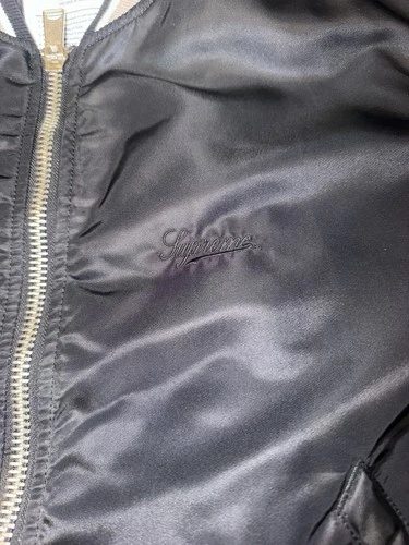 Supreme MA-1 Bomber Jacket Black Nylon Full Zip Lined Logo Men's Size M image 3
