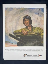 Magazine Ad* - 1943 - Western Electric. - World War 2 - Tank Driver