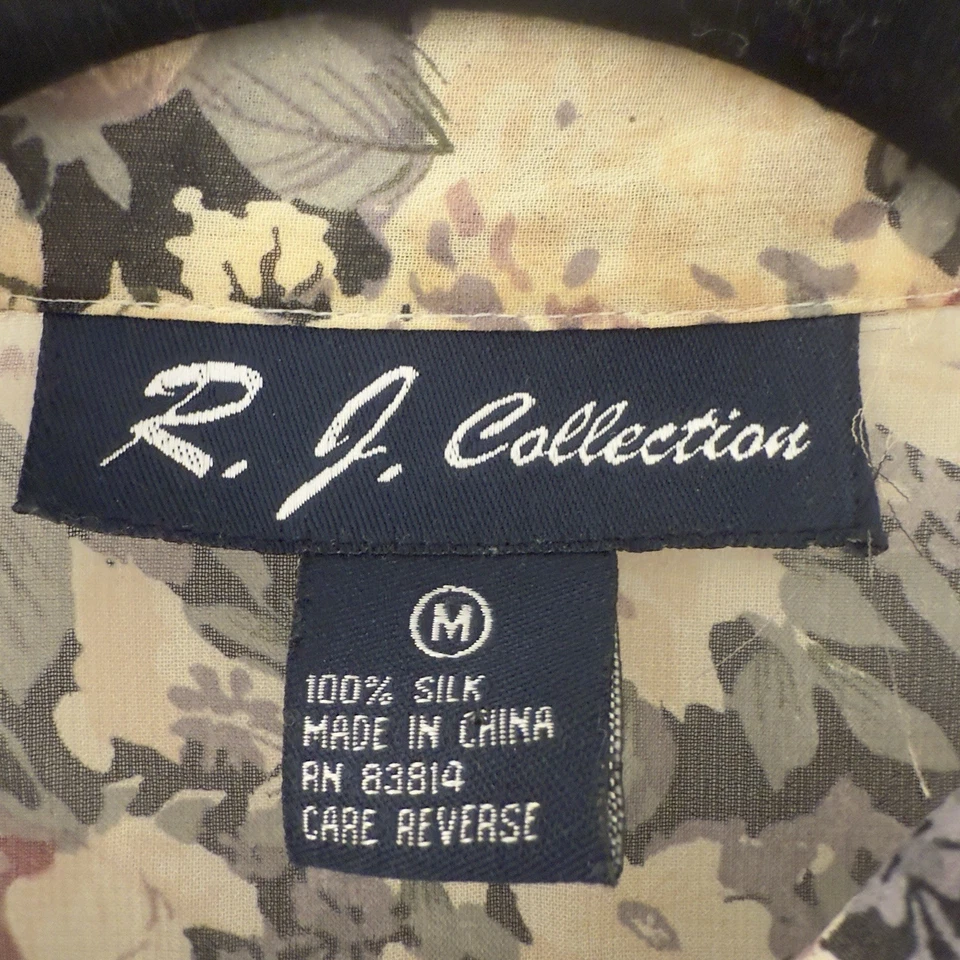 Винтажный R.J. коллекции 90-х 100% шелк цветочный рубашка блузка верхний размер средний M - Изображение 2 из 4