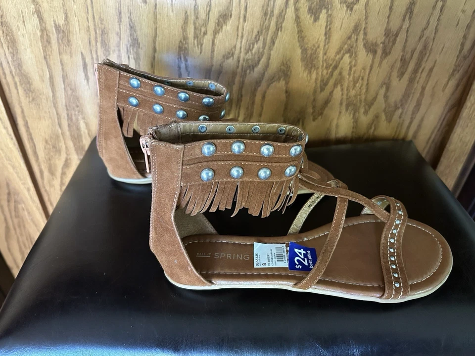 Call It Spring Women's Size 8 Sandals ~ Open Toe ~ Ankle Strap ~ Leather ~ Studs - Image 3 of 4