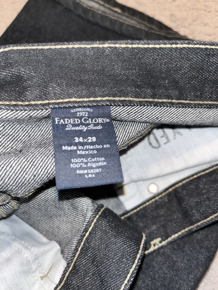 Pantalones de mezclilla para hombre Faded Glory Quality Goods 34x29 lavado oscuro 100 % algodón Foto 2 de 4