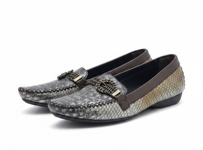 STUART WEITZMAN Genuine Snake Skin Loafers Pointy Toe Driving Shoe Women SZ 7.5N