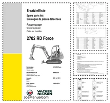 Wacker Neuson 2702RD Force Crawler Excavator Parts Catalog PDF