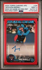 2024 TOPPS CHROME UPDATE JACKSON MERRILL RED /5 AUTO 2024 A/S GAME PSA 9 AUTO 10