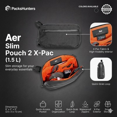 Aer Slim Pouch 2 X-Pac Waterproof Tech Organizer Cable Bag 1.5L Travel Kit BNWT