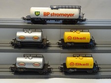 MÄRKLIN H0 5 Kesselwagen 2 * Esso, 2 * Shell, 1 * BP stromeyer, vintage