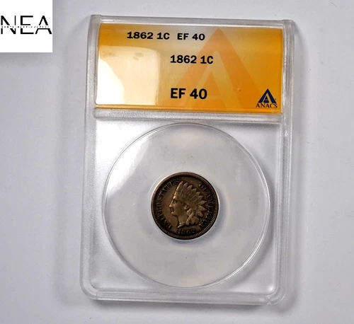 1862 C/N Indian Head Penny Cent ~ ANACS EF40 / EF40 ~ Copper/Nickel Type