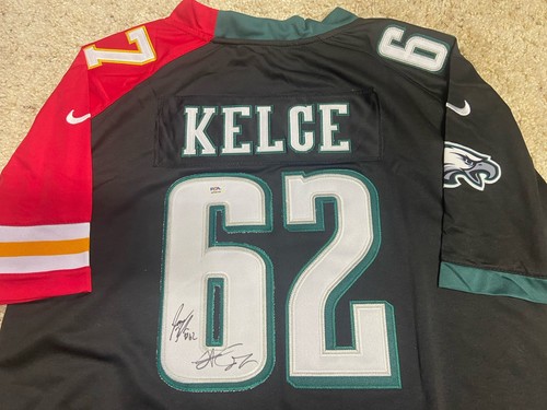 Jason & Travis Kelce Dual Signed Autograph Eagles Chiefs SB LVII Jersey PSA/DNA - Picture 2 of 5