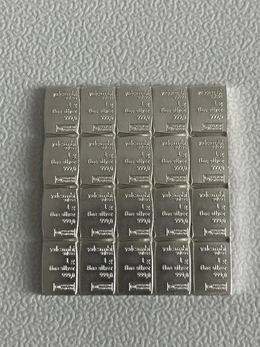 Valcambi Silver Bars Sheet 20 x 1g 999.0 Fine 20g Total Bullion Bar Collectible