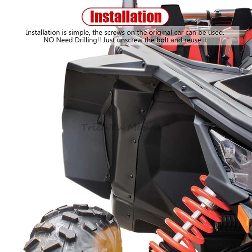Black Front Fender Flares For Polaris RZR XP 1000 Sport 2021-2023/900 EPS 14-16 - Picture 6 of 23