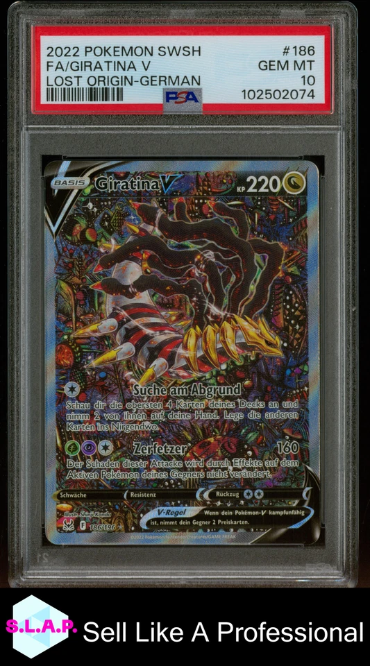 FA/GIRATINA V LOST ORIGIN-GER POKEMON SWORD & SHIELD LOST ORIGIN 2022 186 PSA 10