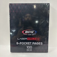 100 BCW LaserWeld 9 Pocket Pages Clear Pocket Album Pages for Cards Factory Seal