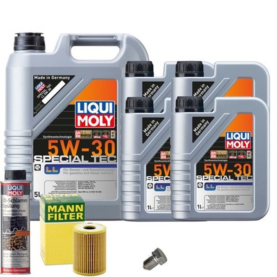 Motoröl 5W30 LIQUI MOLY 9L+MANN Ölfilter+Spülung+Ölablassschraube