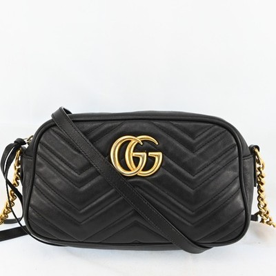 Auth GUCCI GG Marmont Chain Shoulder Cross Bag Leather 447632