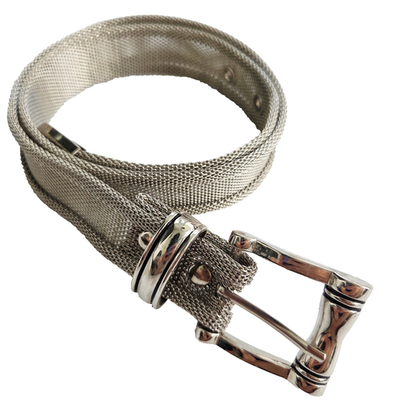 Vintage Wide Silver Mesh Stretch Belt Vintage Wide Silver Mesh Stretch Belt suisseclinic.com main image 2