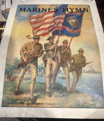 #ad WWII Era Marines#x27; Hymn Sheet Music Leatherneck USMC A Trevino Illustrated $32.00