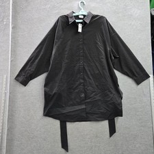Express Women Shirt Dress L Black Portofino Long Sleeve NWT