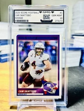 2025 Score Football Cam Skattebo Rookie GMG Graded 10 Gem Mint 💎 RC #1