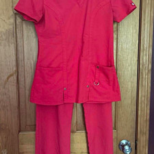 Dickies Women s Medical Scrub Set Top Pants Red Size XS
