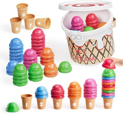 Ice Cream Preschool Learning Activities Counting and Color Sorting Set Stacking