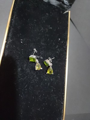 925 Sterling Silber Ohrringe Kissen Peridot 6 mm Edelstein Schmuck