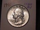 1945 WASHINGTON QUARTER CHOICE AU BU BETTER DATE BU LOOK FREE SHIPPING