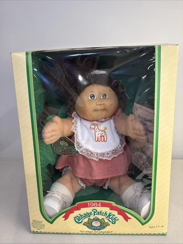 VTG 1984 Cabbage Patch Kids Coleco Brown Hair Brown Eyes Side Ponytail NIB