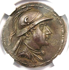 Bactria Eucratides I AR Tetradrachm Greek Silver Coin 170 BC - Certified NGC AU