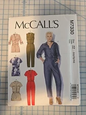 7330 MCCALLS PATTERN JUMPSUIT ROMPER  MISSES SIZES LARGE XLARGE XXLARGE  UNCUT