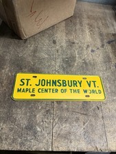 VTG ST. Johnsbury Vermont VT Maple Center Of The World License Plate Tag Topper