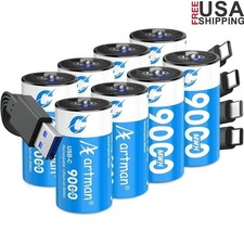 USB Rechargeable C Batteries 6000mAh LED Indicator Flashlights Toys Cameras