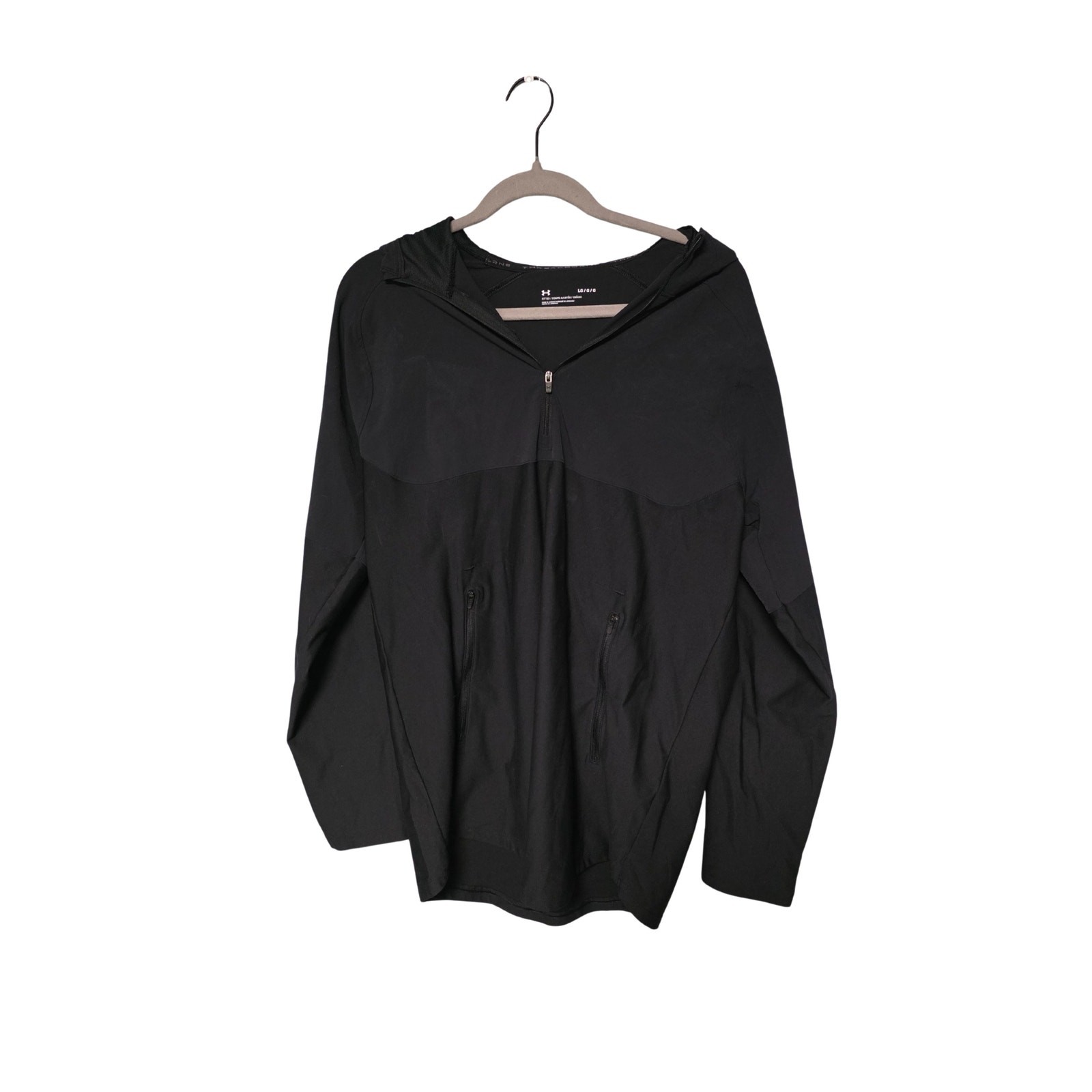 New Balance Quarter Zip Hoodie L Black Sporty, Lightweight Athleisure Runner