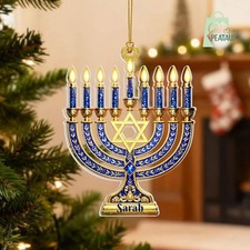 Hanukkah Christmas Ornament, Hanukkah Gifts, Hanukkah Menorah Ornament, Jewish C