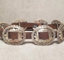 VTG BRIGHTON Concho Belt Cowgirl Western Leather Sunflower Horse 90s 25-29 Inch