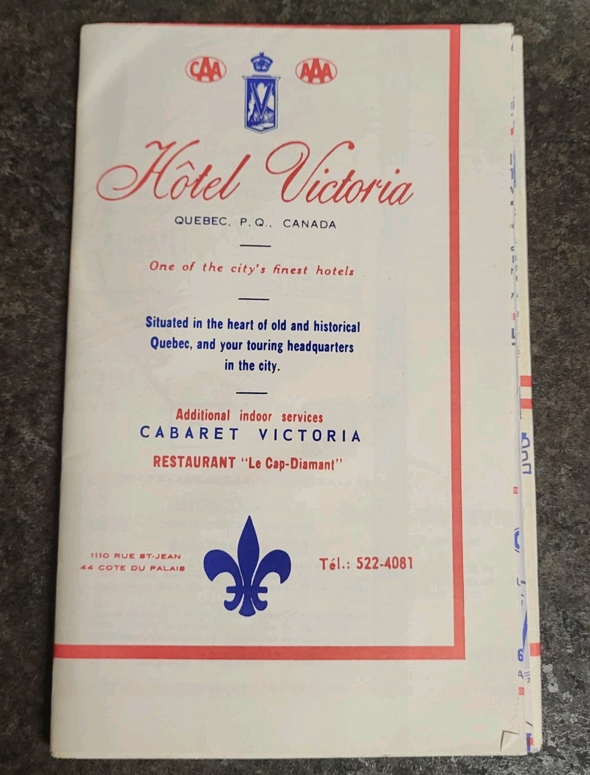Victoria Spring Break: Tourism Boom! 18 Original 1969 Caa Hotel Victoria Quebec City Map Rare, Excellent Condition