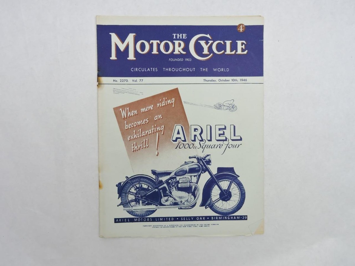 メル24400ページ Oct 10 1946 The Motorcycle Magazine Ariel 1000cc Square Four