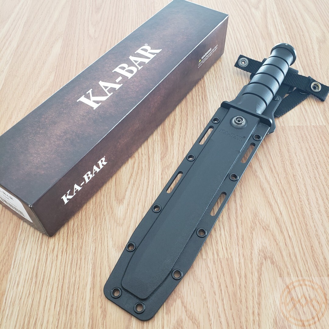 Ka-Bar Fixed Knife 8" 1095 Cro-Van Carbon Steel Tanto Blade Black Rubber Handle