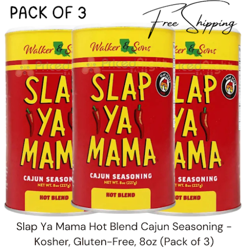 Slap Ya Mama Hot Blend Cajun Seasoning - Kosher, Gluten-Free, 8oz (Pack of 3)