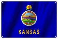 Vintage Style Metal Sign Kansas State Flag. 12x18