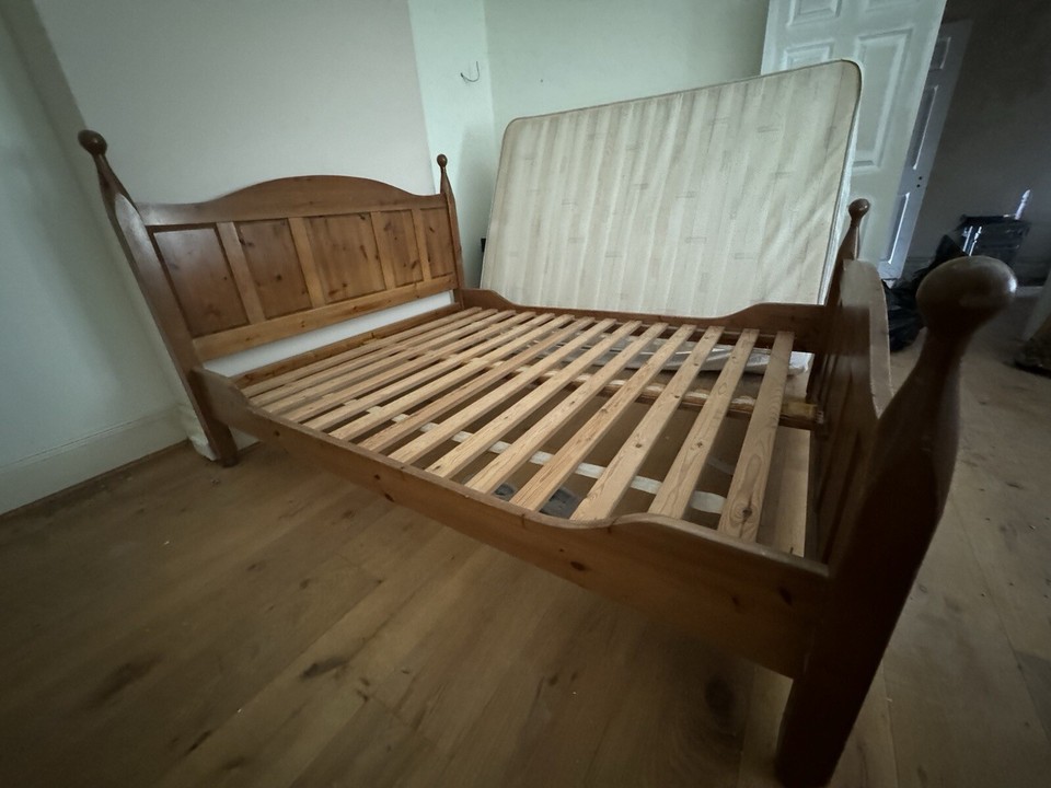 Solid Pine King Size Bed frame Aged Pine Colour eBay