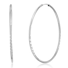 Wellingsale 14k White Gold Diamond Cut 1.5mm Endless Hoop Earrings 47 x 47 mm 