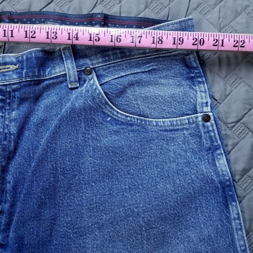 Wrangler Jeans Uomo 38x32 Blu Regular Fit Abbigliamento da Lavoro Americano Denim Scuro - Foto 4 di 10
