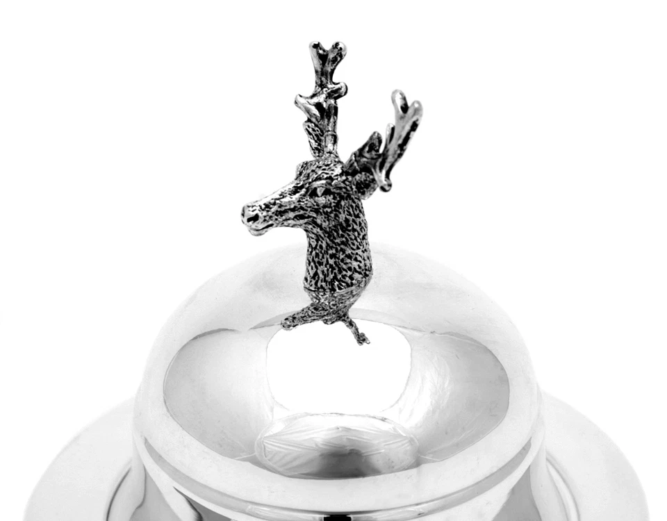 Butterdose Metallo Burriera Rotondo Argentato Hirsch Scatole di Scorta Deposito - Immagine 2 di 4